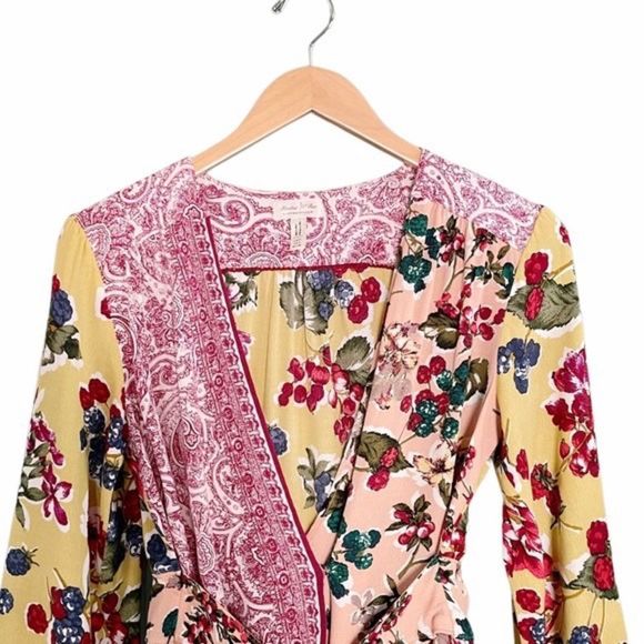 ANTHROPOLOGIE Floral Patchwork Wrap Blouse by MEADOW RUE - Picture 12 of 16
